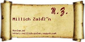Millich Zalán névjegykártya
